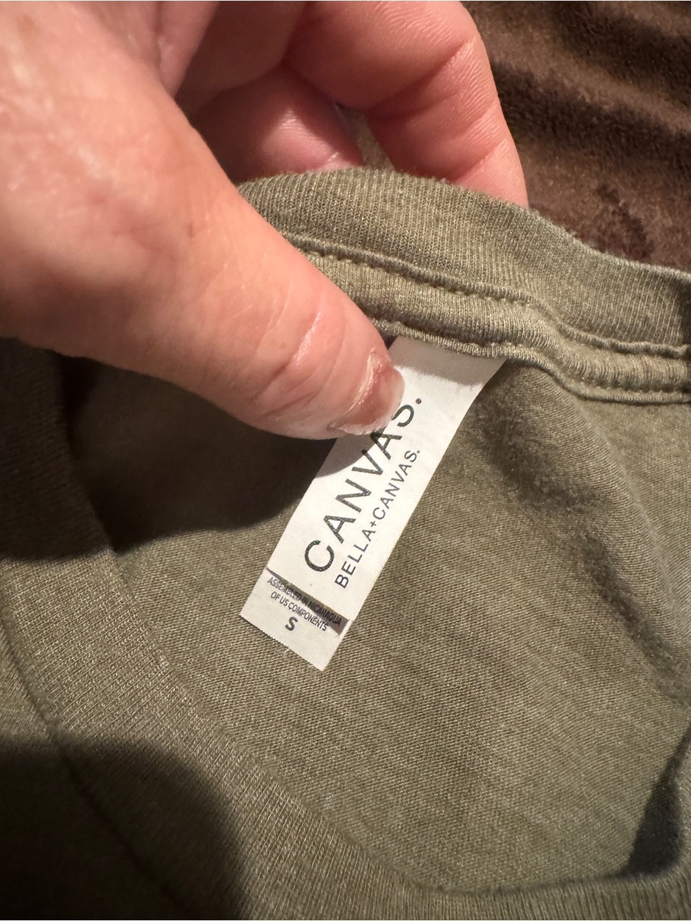 Bella Canvas Olive Green Tee with White Script Logo - Picture 4 of 4